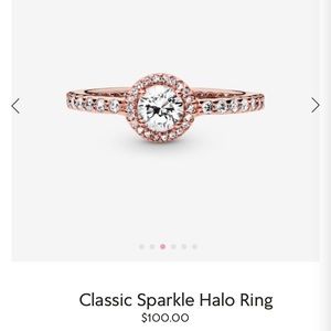 Pandora ring halo rose gold
